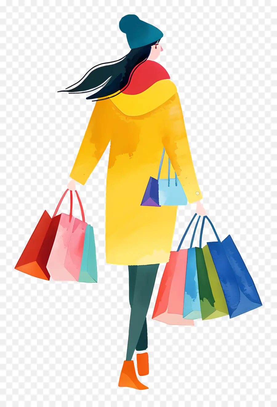 Mujer Con Bolsas De Compras，De Compras PNG