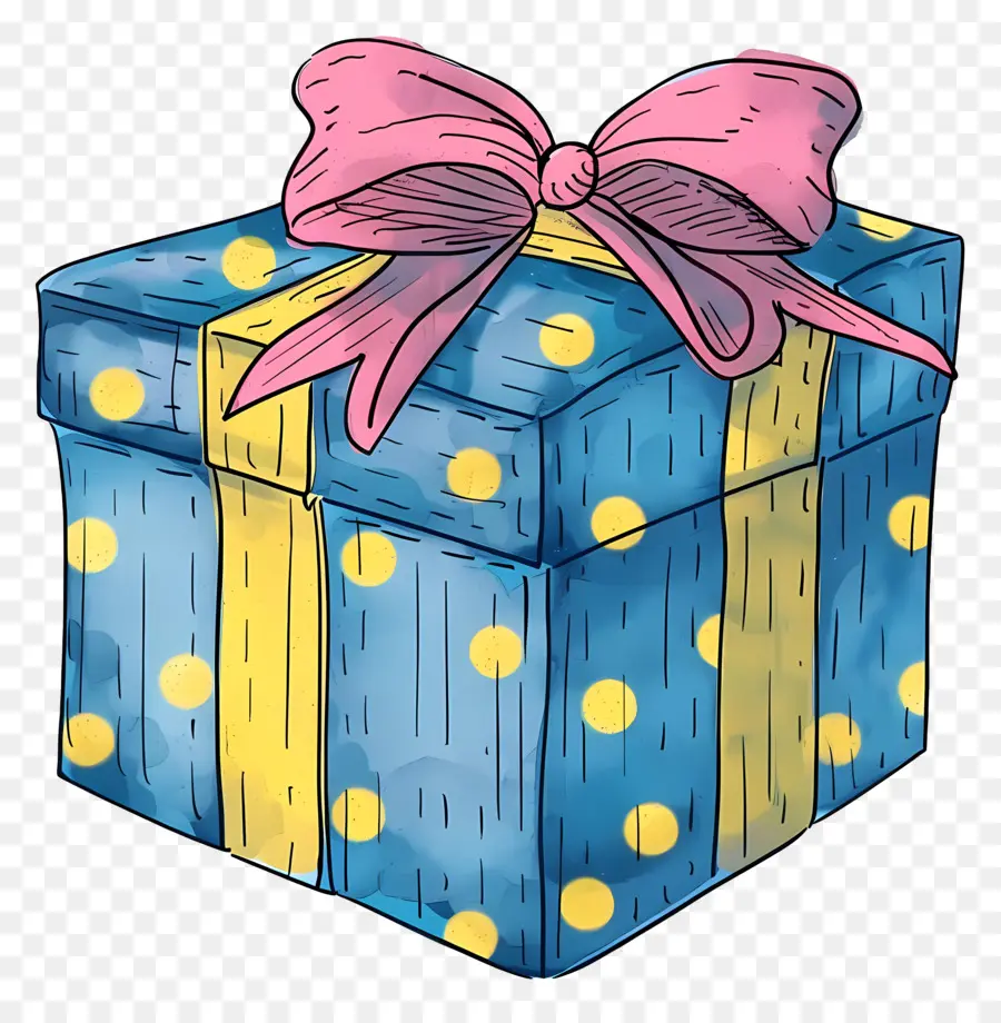 Azul Caja De Regalo，Lazo Rosa PNG