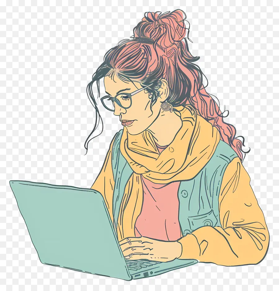 Mujer Que Trabaja En La Computadora Portátil，Mujer PNG