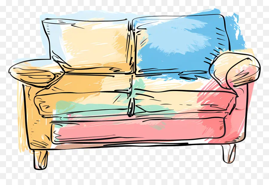 Sillón，Almohadas Coloridas PNG