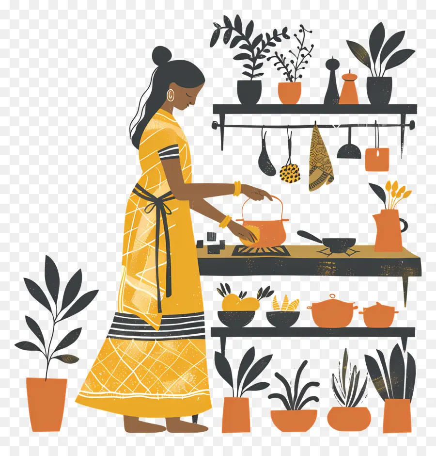 Ama De Casa India，La Cocina India PNG