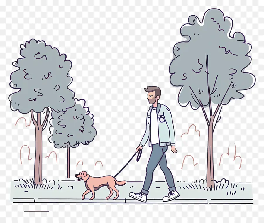 El Hombre Al Perro De Paseo，Pasear Al Perro PNG