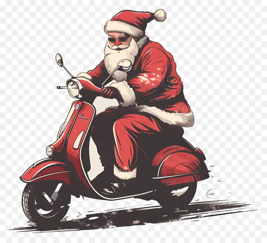 Santa Riding Scooter，Santa Claus PNG