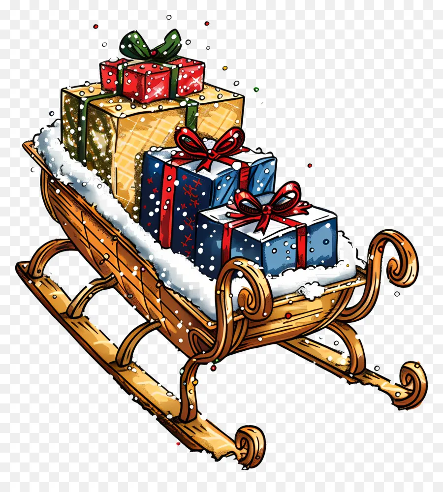 Regalos De Navidad，Regalos En Trineo PNG