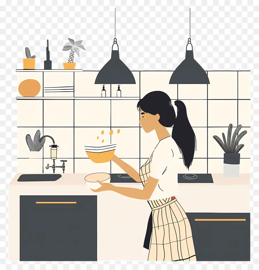 Mujer Cocinando，Cocina PNG