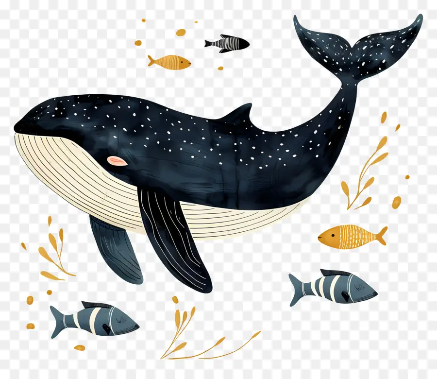 Ballena Y Pez，Pintura A La Acuarela PNG