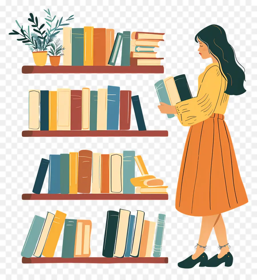 Chica Con Libros，Estante Para Libros PNG