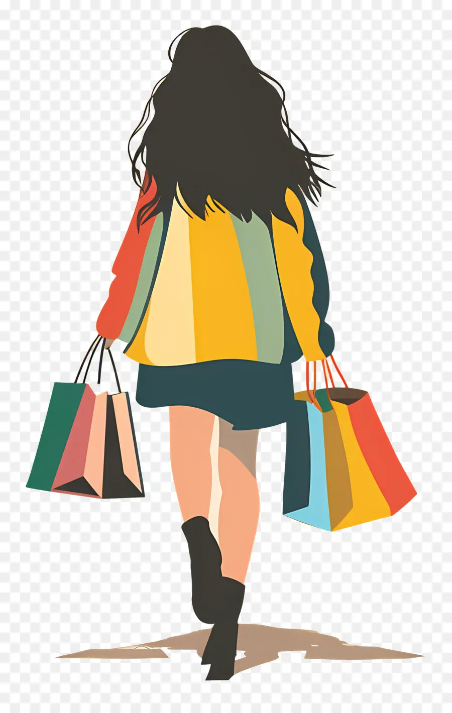 Mujer Con Bolsas De Compras，De Compras PNG