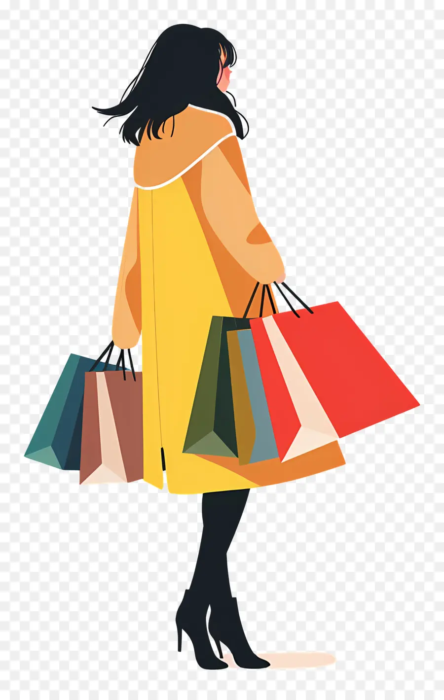 Mujer Con Bolsas De Compras，De Compras PNG