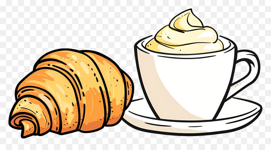 Croissant Y Café，Chocolate Caliente PNG