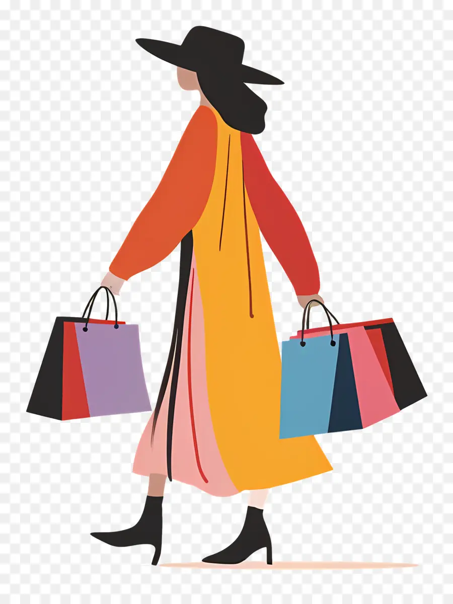 Mujer Con Bolsas De Compras，Mujer De Compras PNG