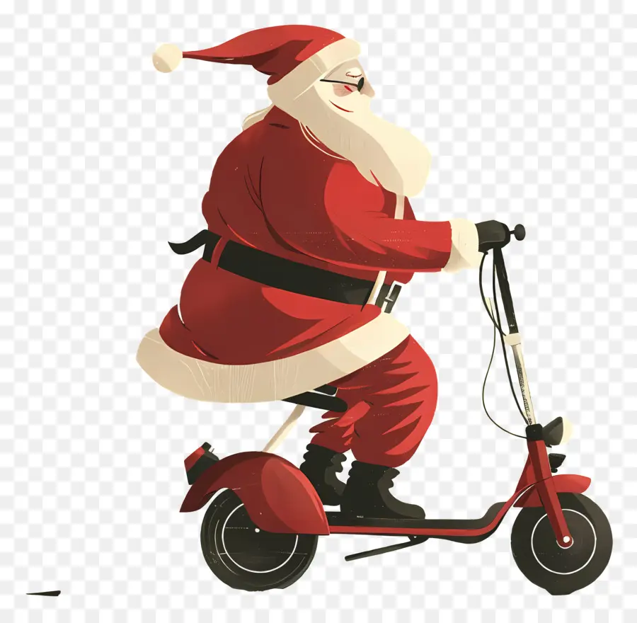 Santa Riding Scooter，Santa Claus PNG