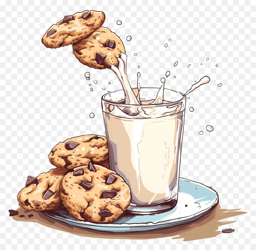 Galletas Y Leche，Chispas De Chocolate PNG