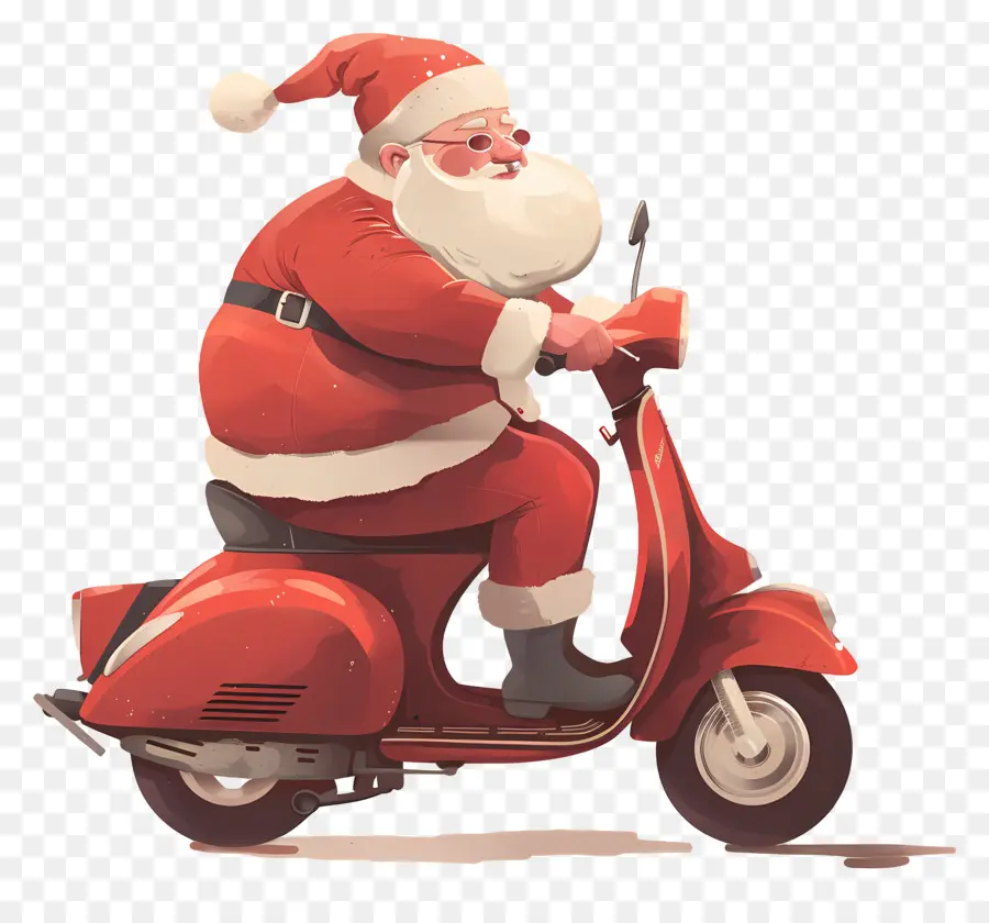 Santa Riding Scooter，La Navidad PNG