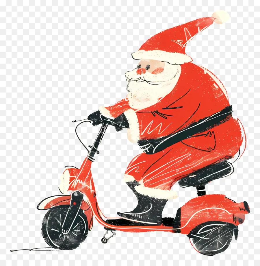 Santa Riding Scooter，Santa Claus PNG