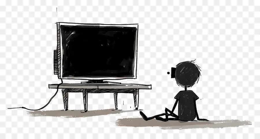 Stickman Viendo Televisión，Edad De Televisión PNG