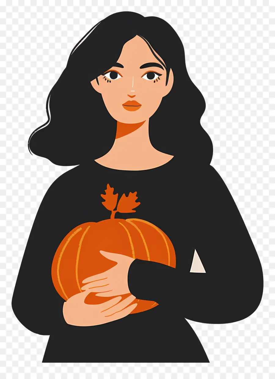 Mujer Sosteniendo La Calabaza，Mujer PNG