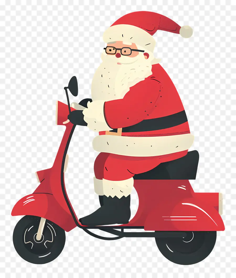 Santa Riding Scooter，Santa Claus PNG