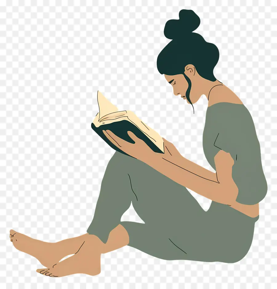 Mujer Relajante，Leyendo Un Libro PNG