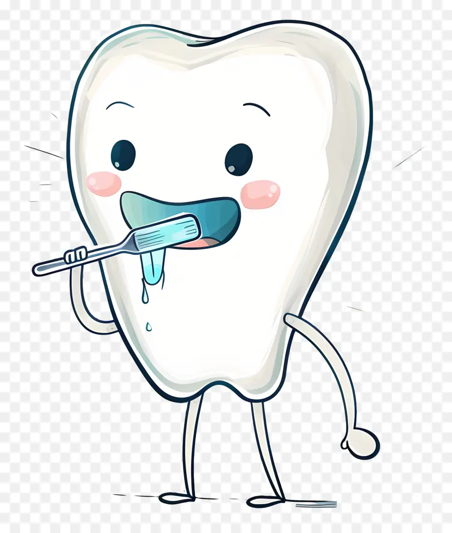 El Cepillado De Los Dientes，Personaje De Dibujos Animados PNG