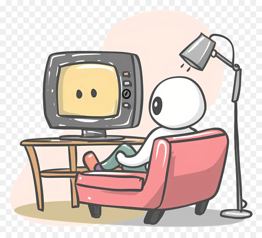 Stickman Viendo Televisión，Sofá Rojo PNG