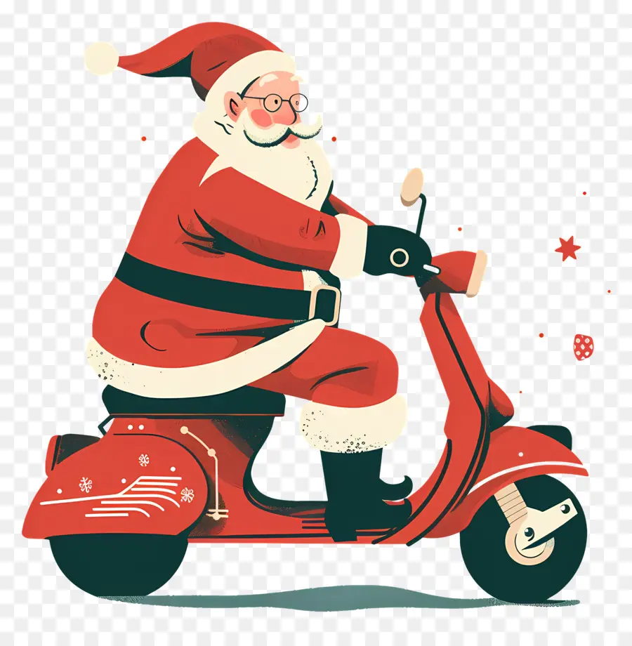 Santa Riding Scooter，Santa Claus PNG