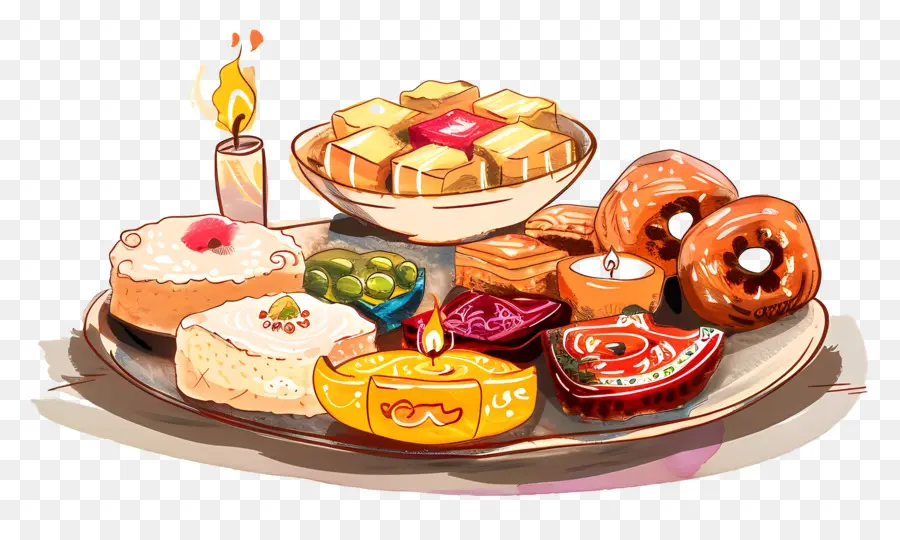 Dulces De Diwali，Plato De Postres PNG