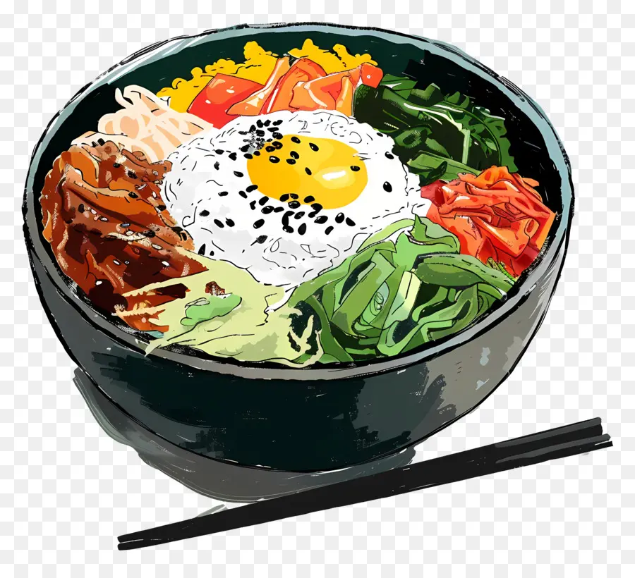 Corea Bibimbap，Arroz Frito Coreano PNG