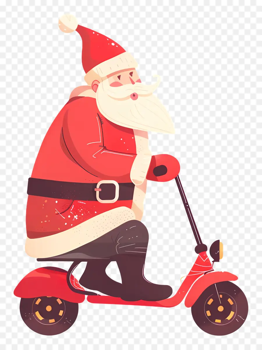 Santa Riding Scooter，Santa Claus PNG