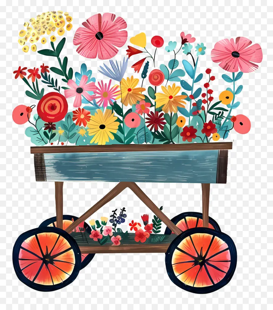 Carro Floral，Pintura De Carro De Flores PNG