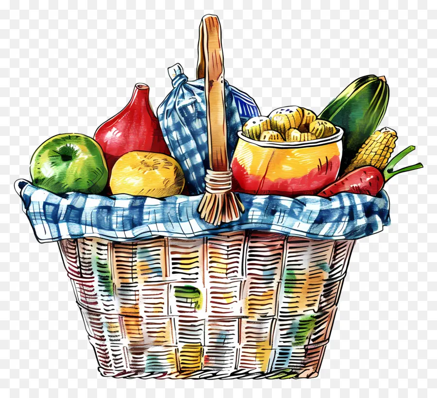 Canasta De Comestibles，Frutas PNG