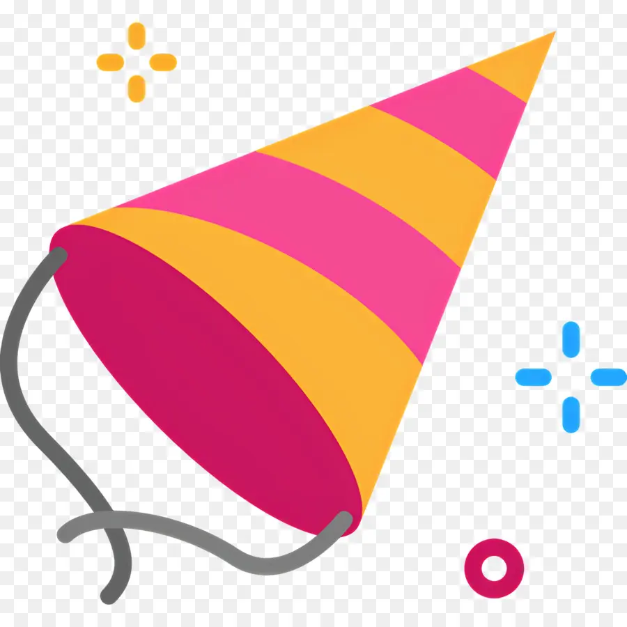 Sombreros De Cumpleaños，Sombrero Rayado Rosa Y Amarillo PNG