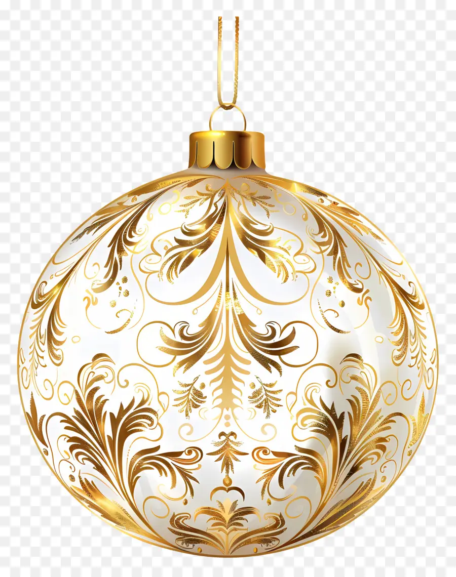 Adorno Navideño Dorado，Oro PNG