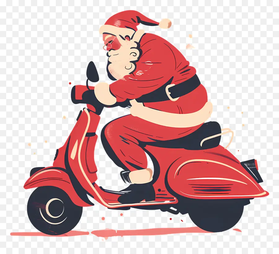 Santa Riding Scooter，Santa Claus PNG