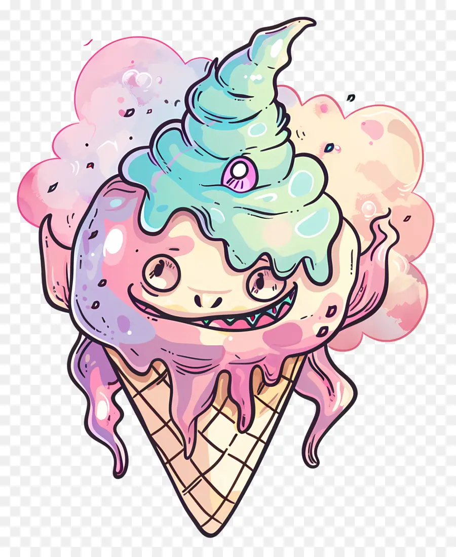 Monstruo De Helado，Cono De Helado PNG