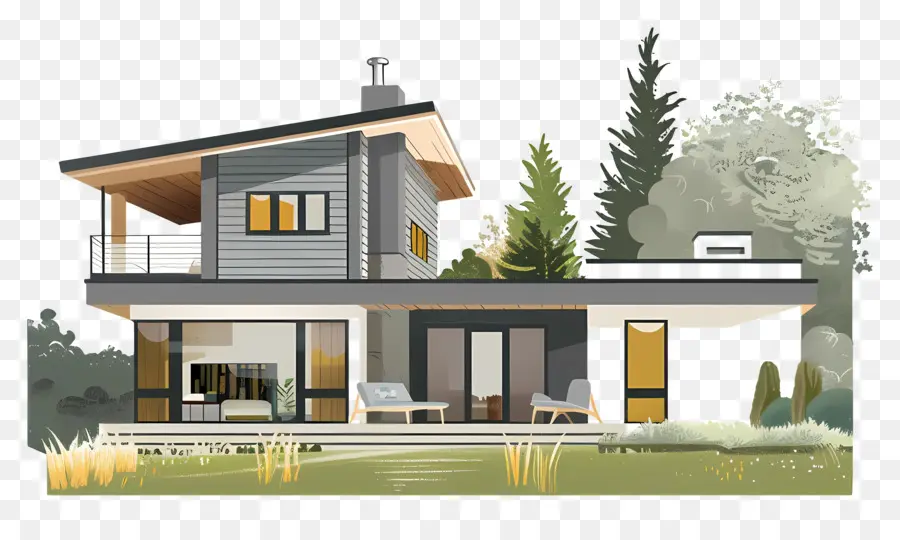 Modern House，Ventanas Grandes PNG