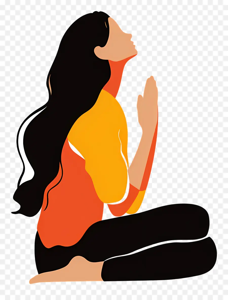 Mujer Rezando，La Meditación PNG