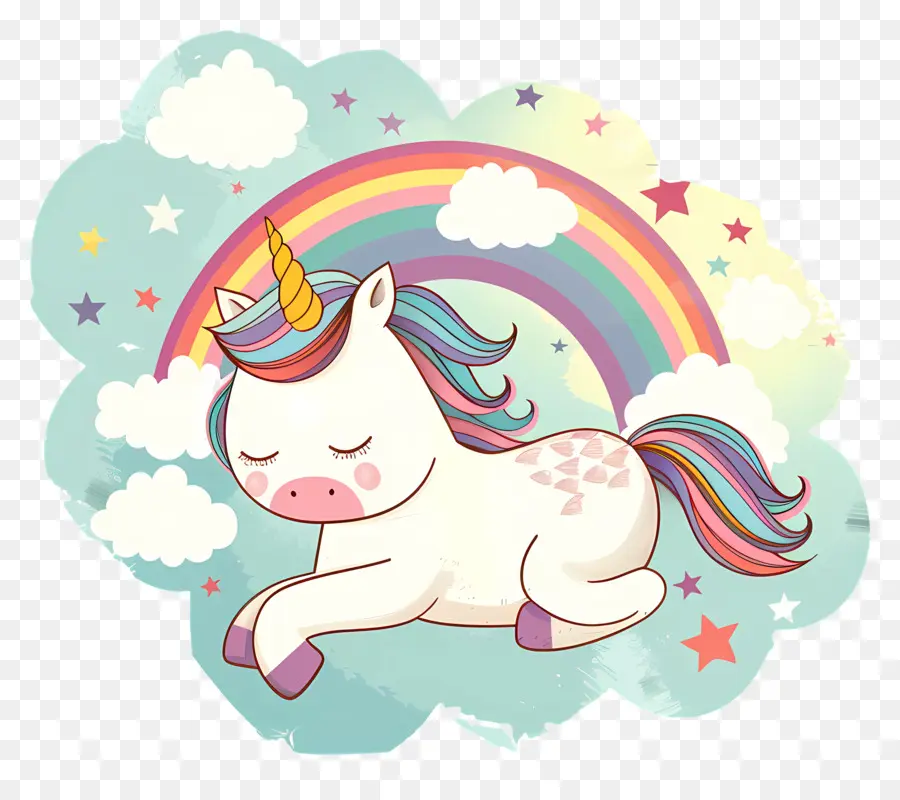 Unicornio Con Arco Iris，Unicornio PNG