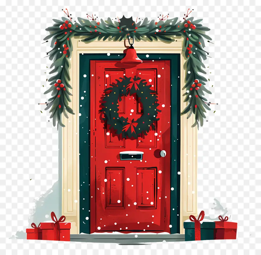 La Navidad De La Puerta，Puerta De Entrada Roja PNG