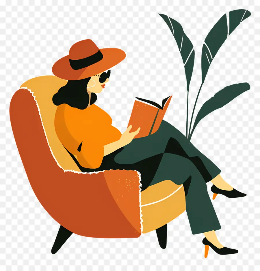 Mujer Relajante，Leyendo Un Libro PNG