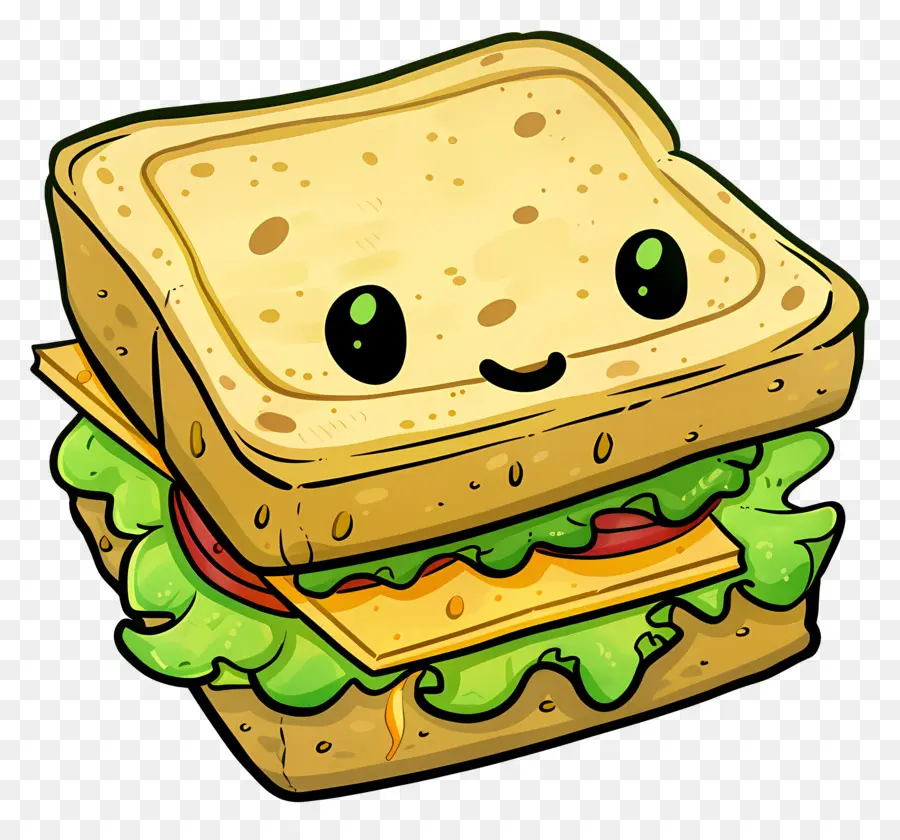 Sándwich De Dibujos Animados，Sándwich Sonriente PNG