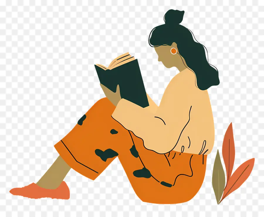 Mujer Relajante，Leyendo Un Libro PNG