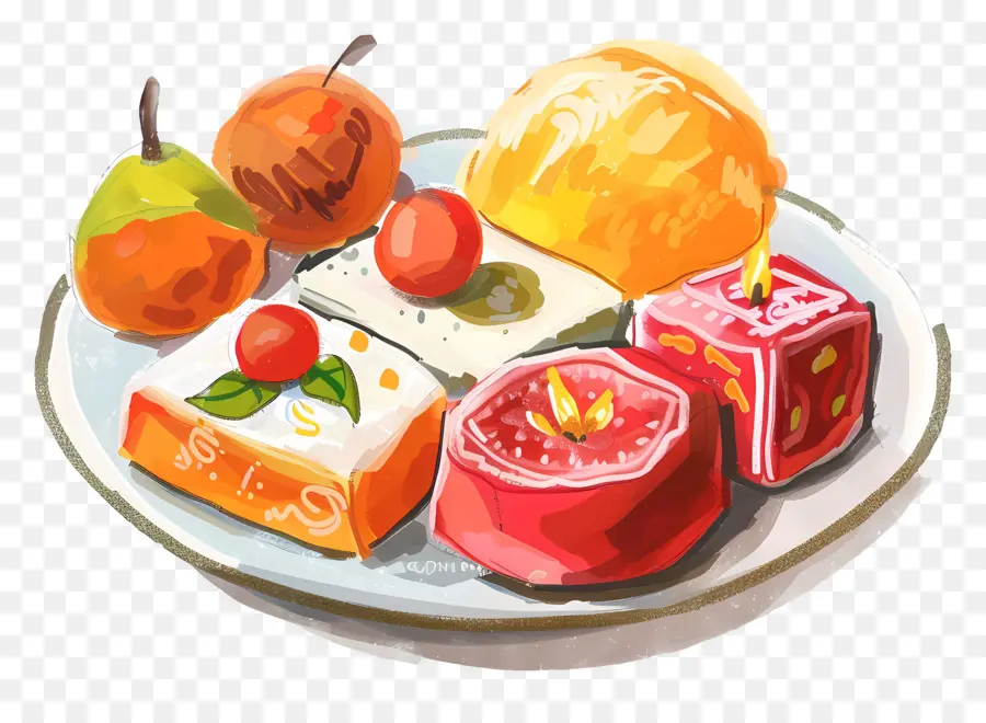 Dulces De Diwali，Plato De Frutas PNG