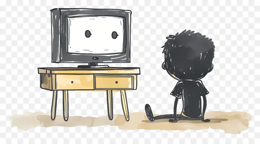 Stickman Viendo Televisión，Personaje De Dibujos Animados PNG