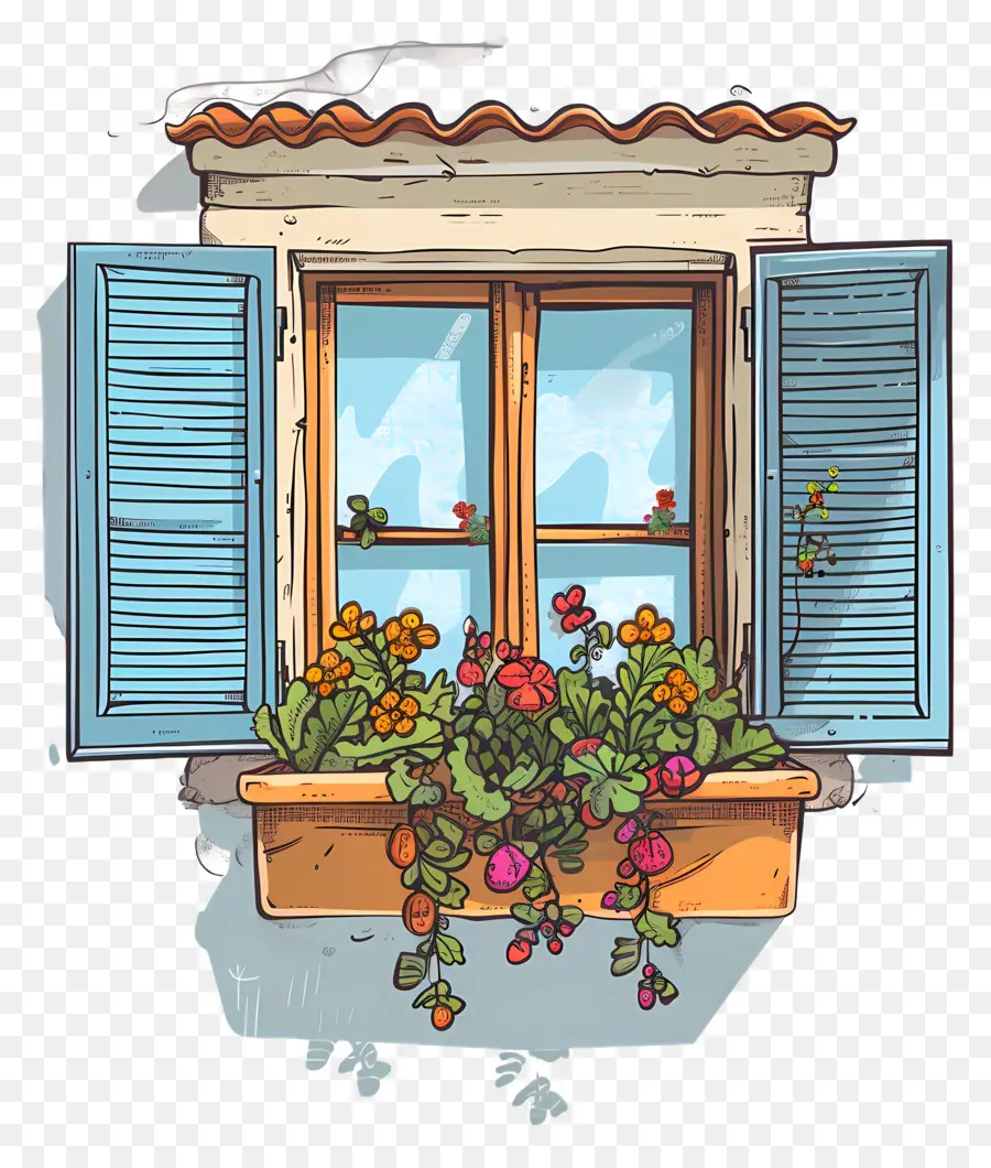 Ventana，Caja De Flores PNG