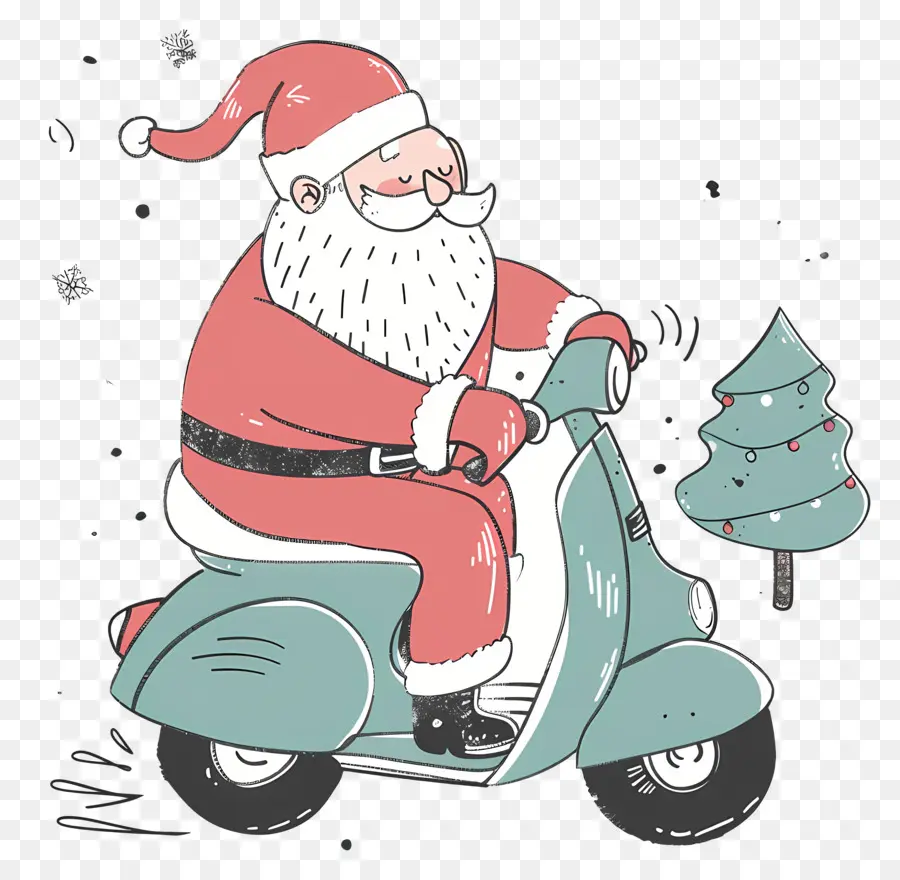 Santa Riding Scooter，Santa Claus PNG