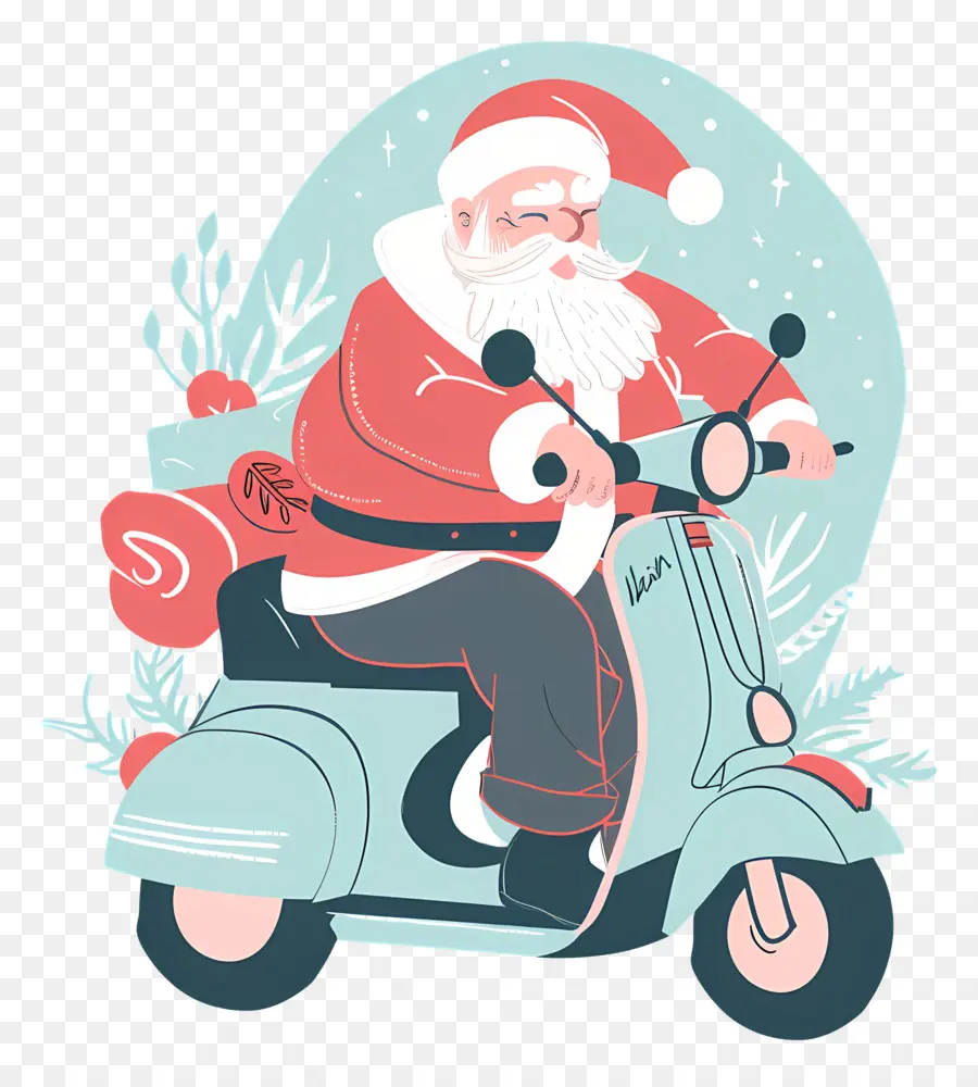 Santa Riding Scooter，Vespa PNG