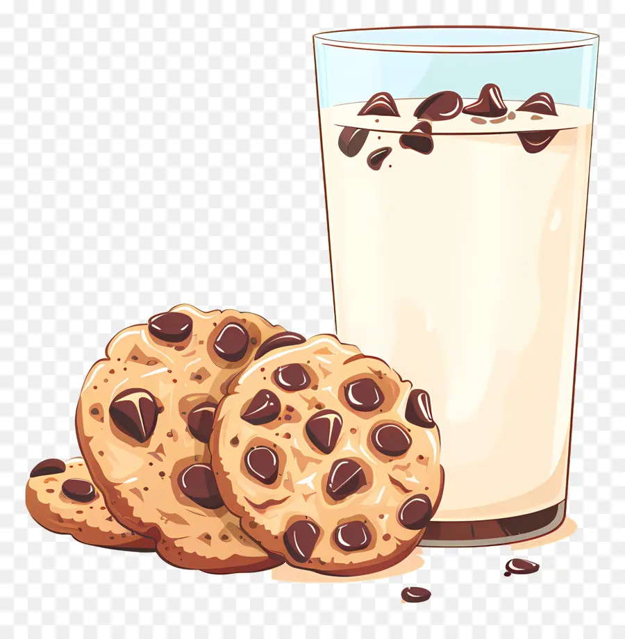 Galletas Y Leche，Galletas Con Chispas De Chocolate PNG