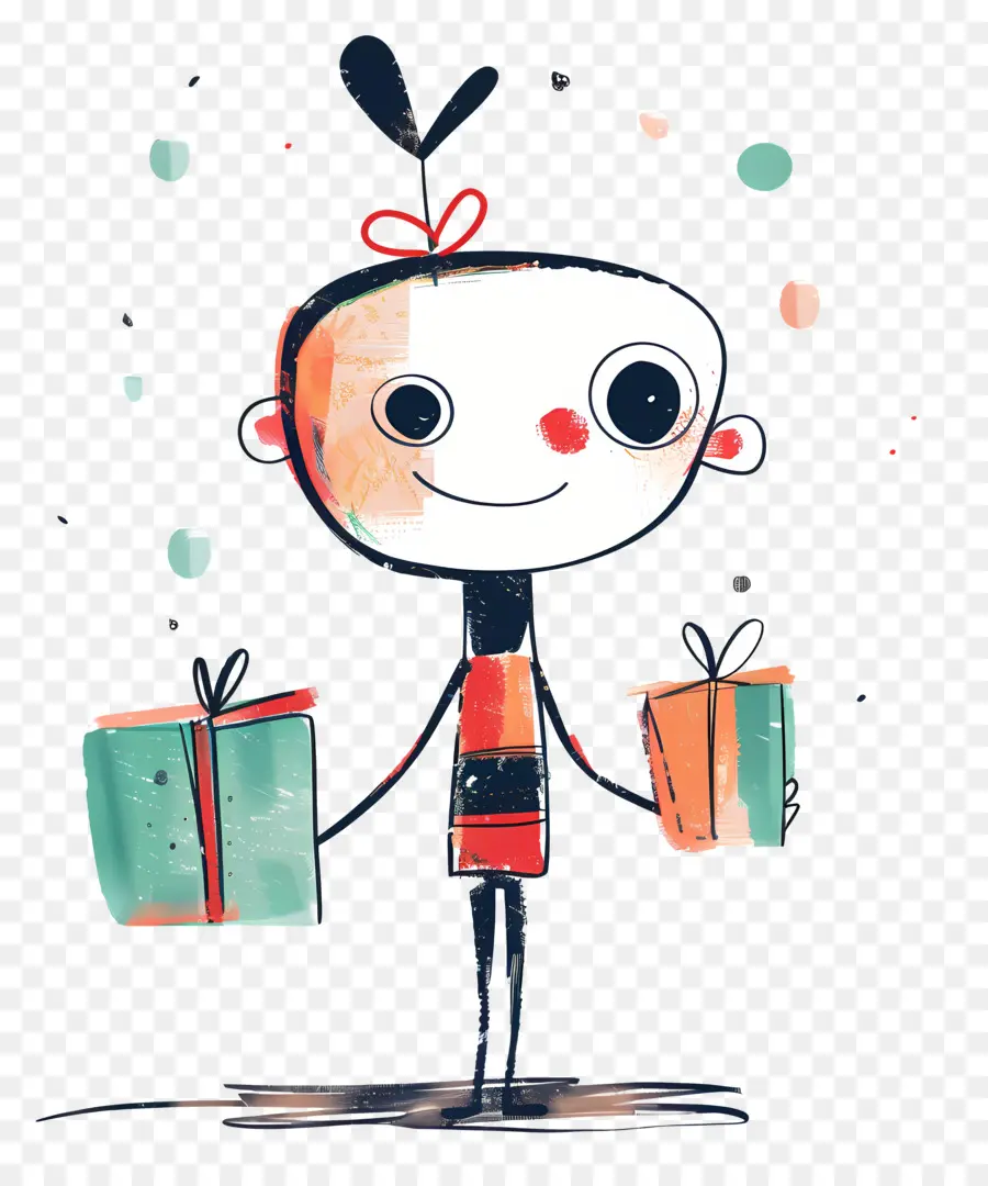 Stickman Con Regalos，La Ilustración Infantil PNG