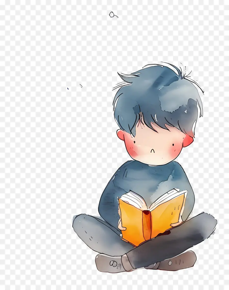 La Lectura，Ilustración Acuarela PNG